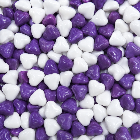 Purple & White Chocolate Hearts