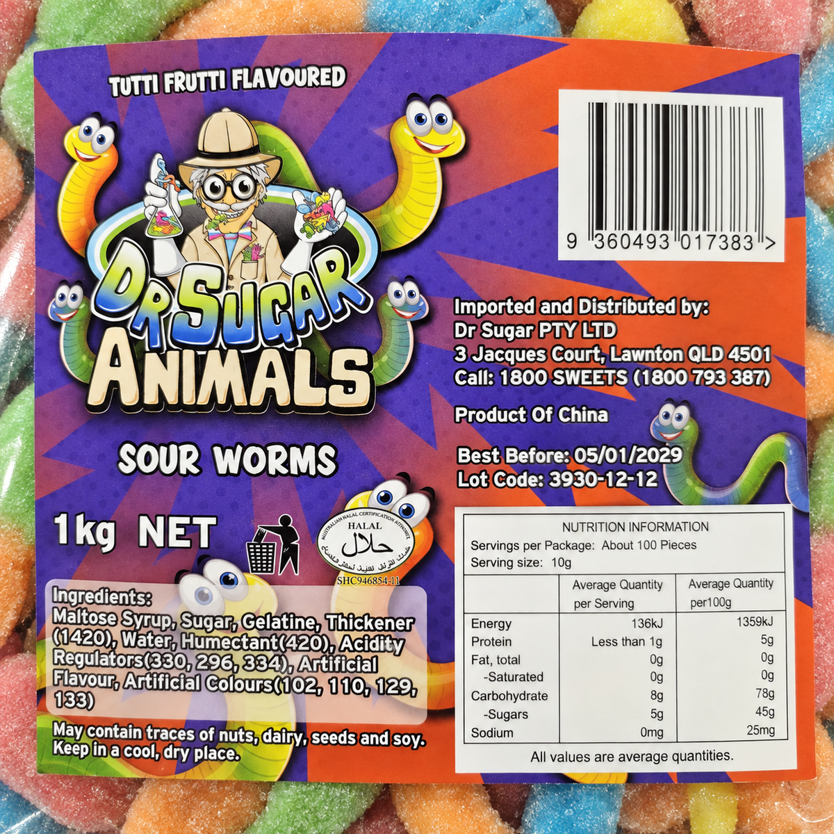 Giant Sour Worms Gummies