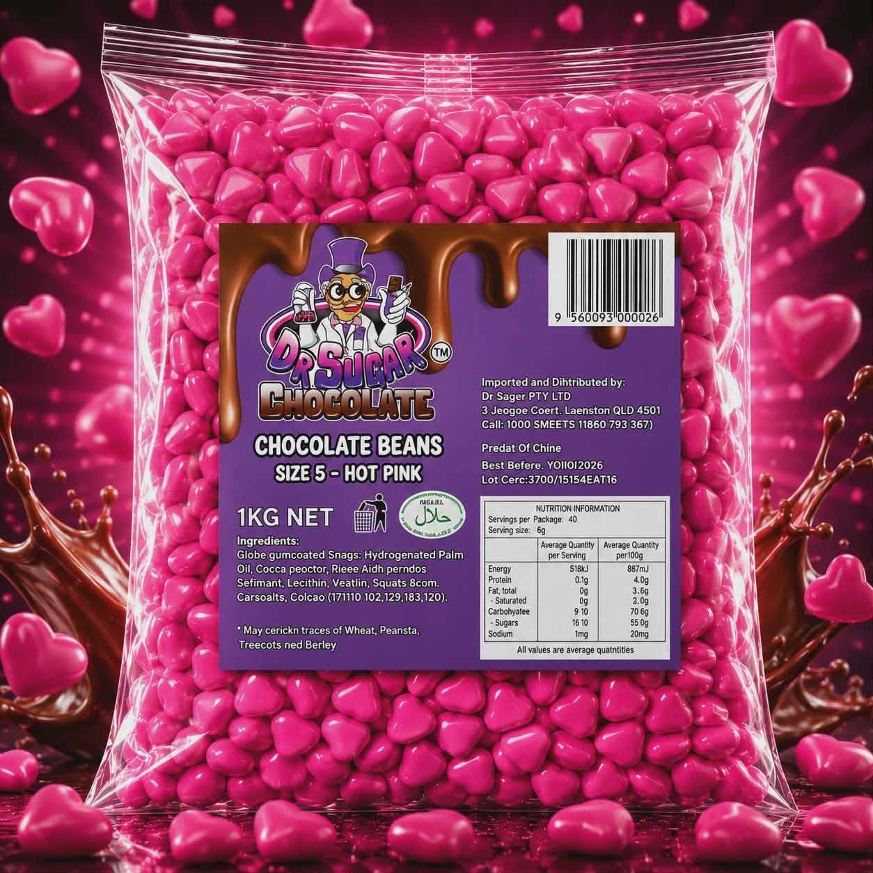 Hot Pink Chocolate Hearts