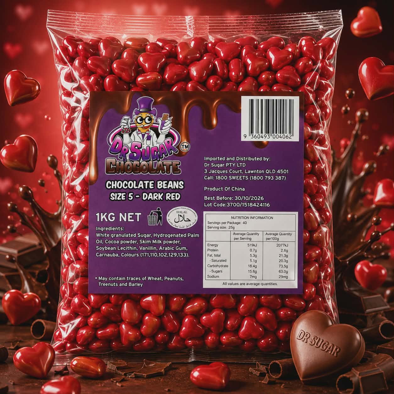 Dark Red Chocolate Hearts