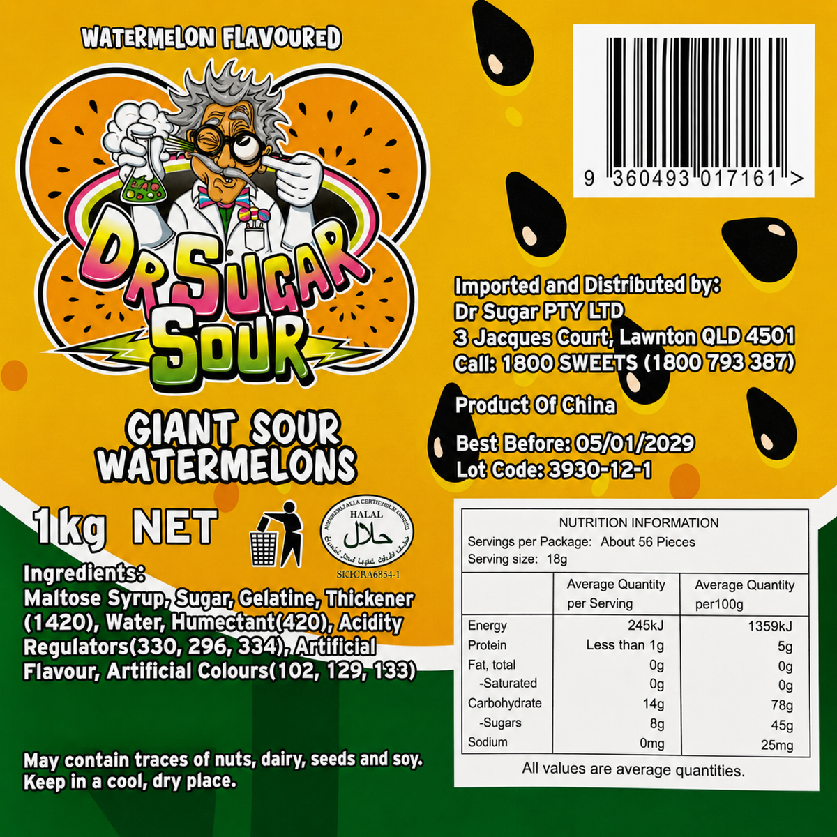 Giant Sour Watermelons Gummies