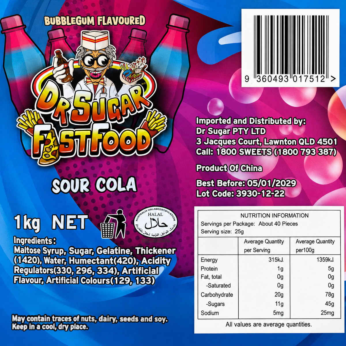Sour Cola Giant Bubble Gum Soda Gummies