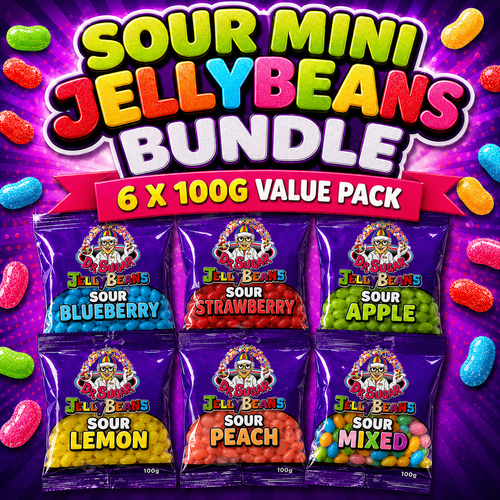 Sour Mini Jelly Beans Bundle - 6 x 100g Bags