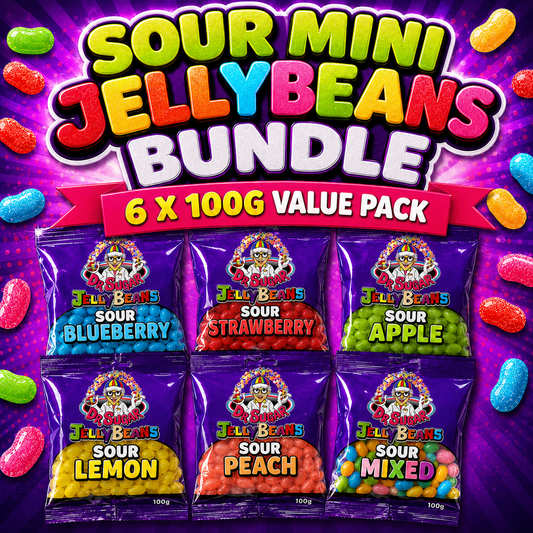 Sour Mini Jelly Beans Bundle - 6 x 100g Bags