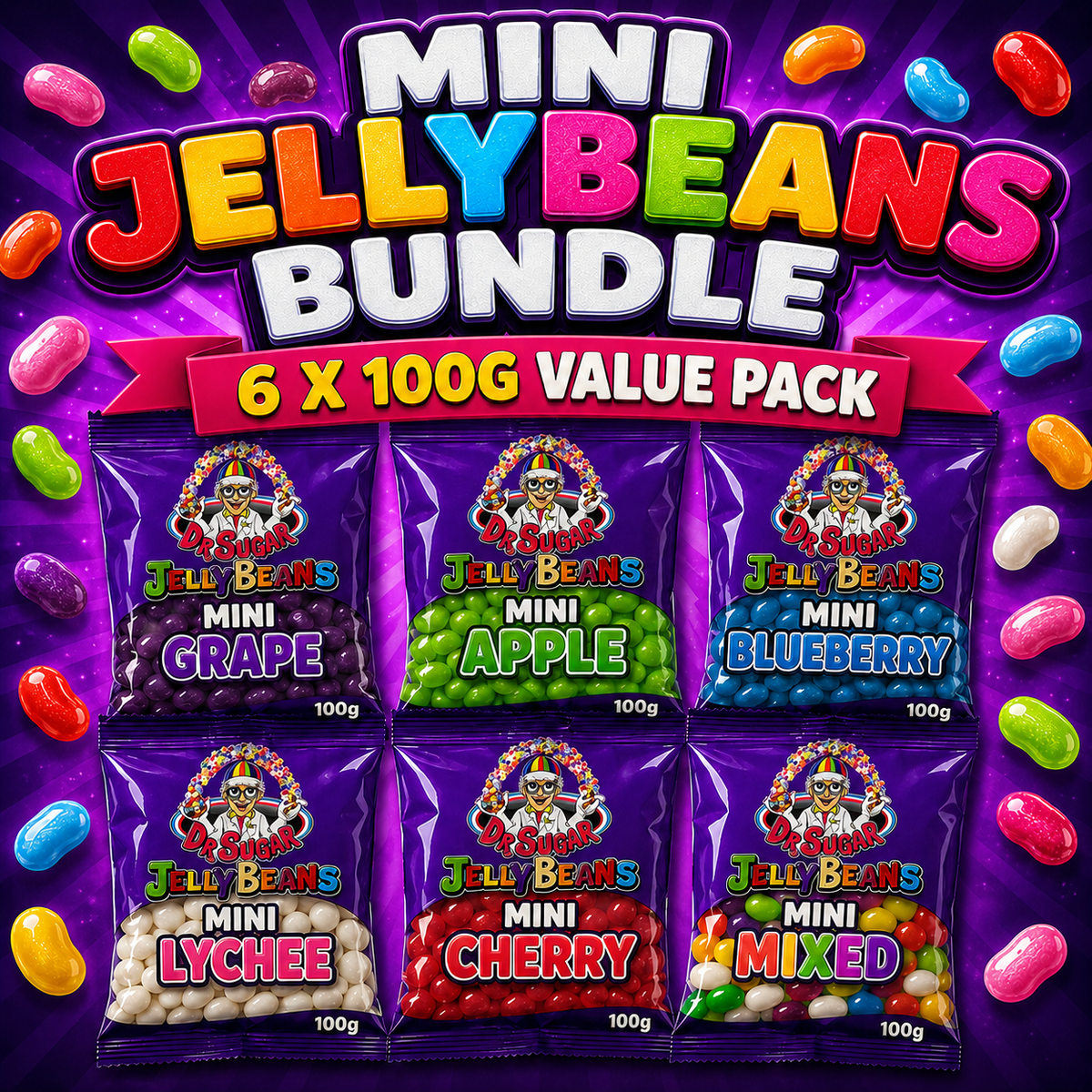 Mini Jelly Beans Bundle - 6 x 100g Bags