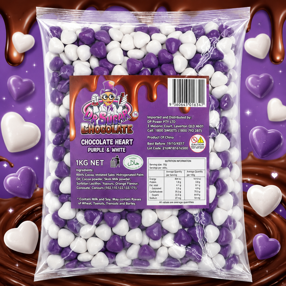 Purple & White Chocolate Hearts