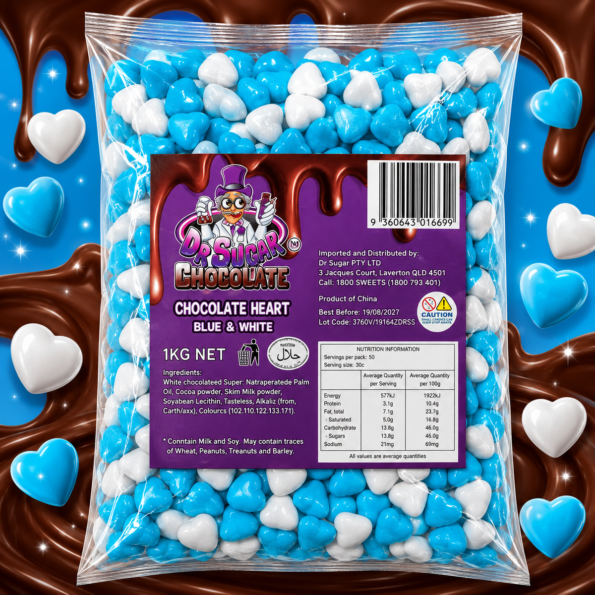 Blue & White Chocolate Hearts