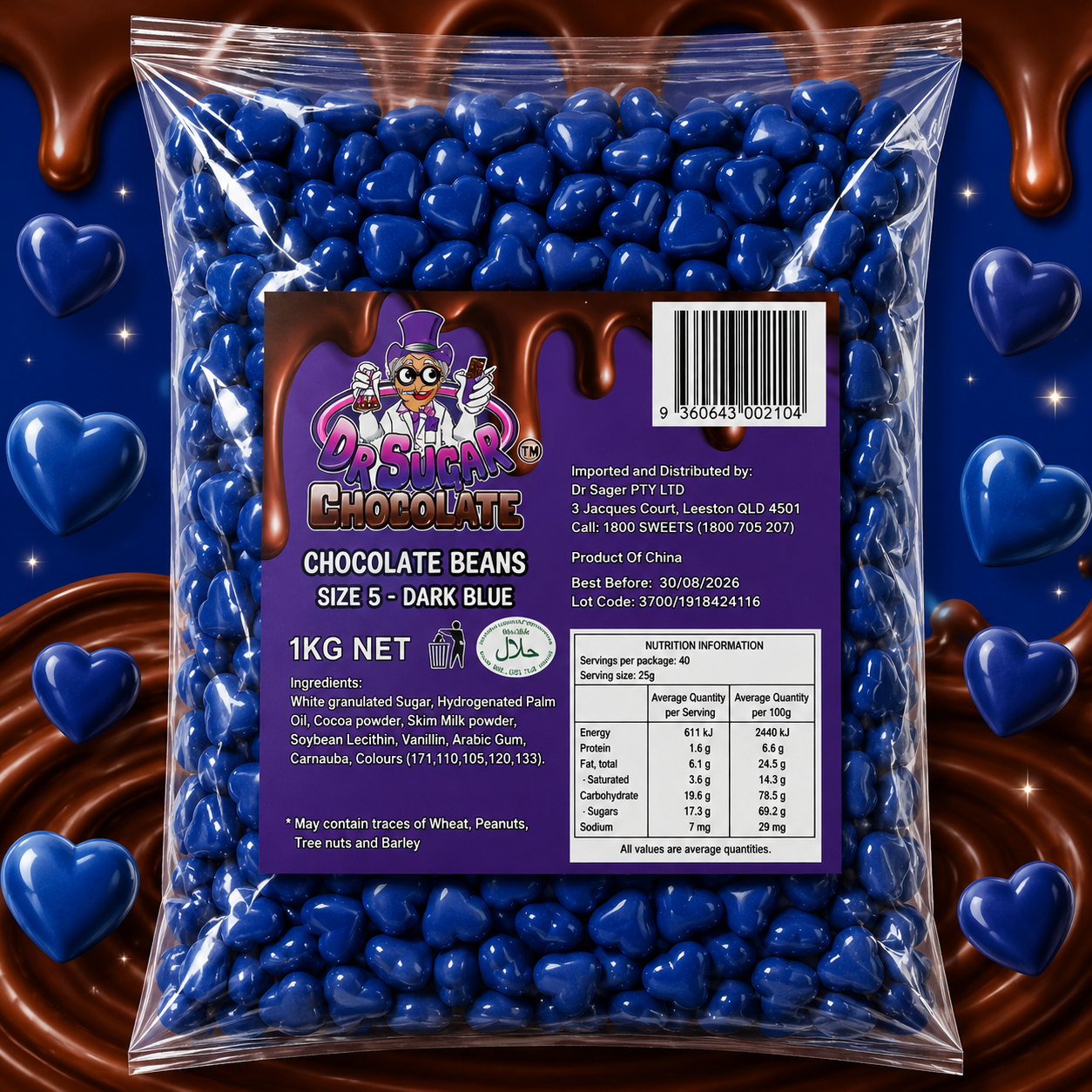 Dark Blue Chocolate Hearts