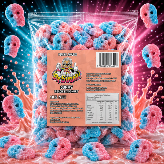Swedish-Style Peach Yoghurt Skulls Gummies