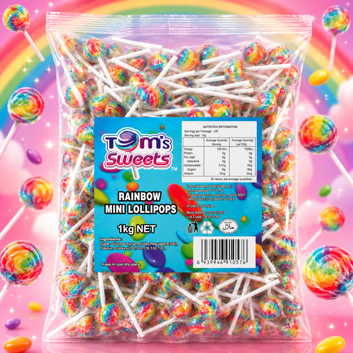 Rainbow Mini Lollipops (Individually Wrapped)