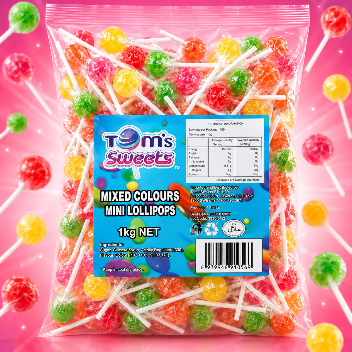 Mixed Colours Mini Lollipops (Individually Wrapped)