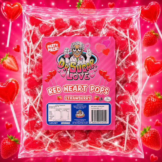 Red Love Heart Pops Lollipops 1.6kg (Individually Wrapped)