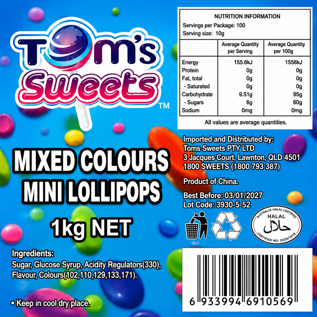 Mixed Colours Mini Lollipops (Individually Wrapped)