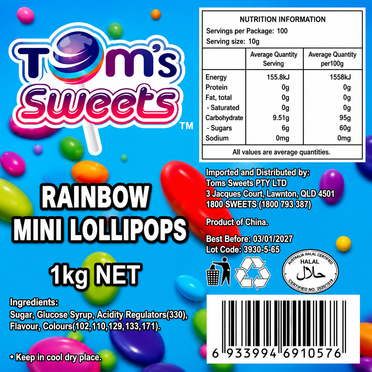 Rainbow Mini Lollipops (Individually Wrapped)
