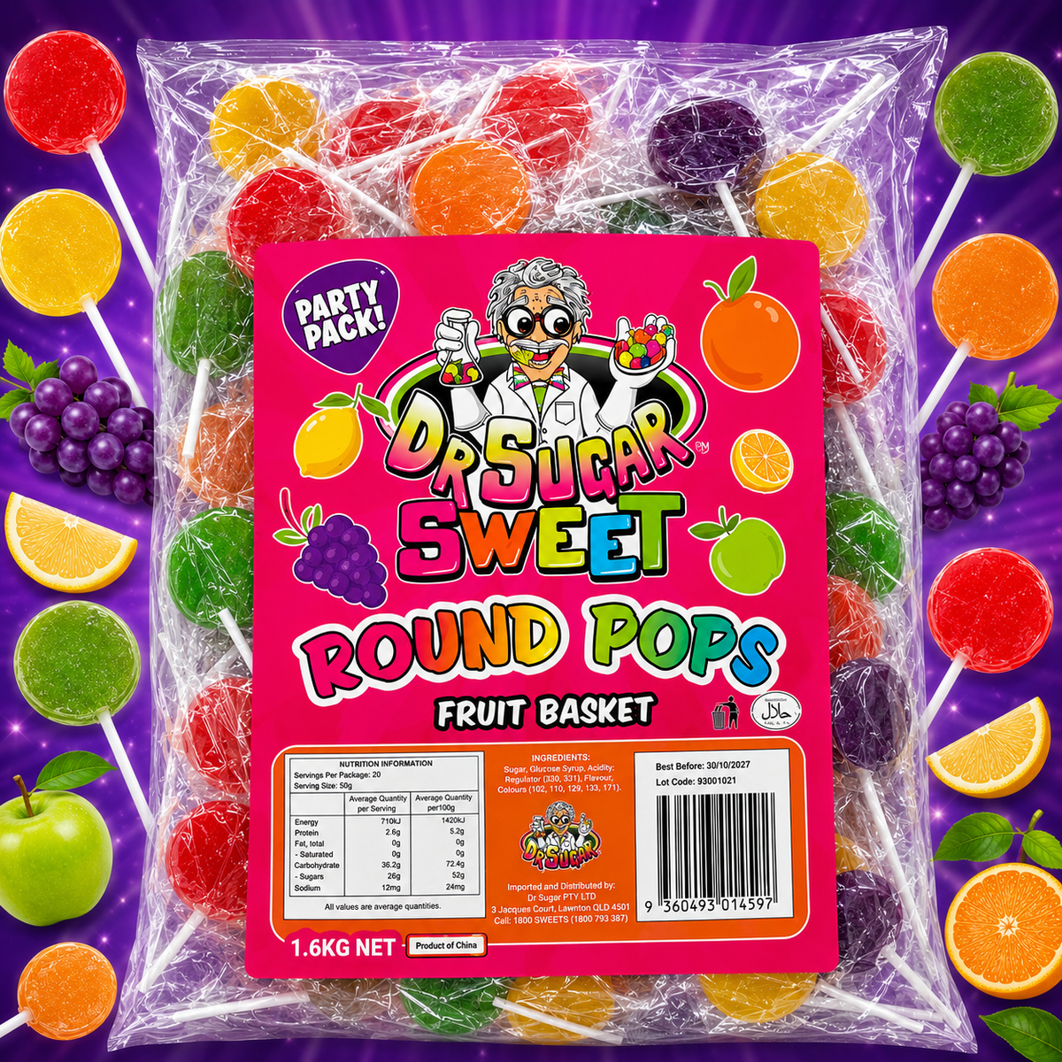 Round Pop Lollipops 1.6kg (Individually Wrapped)