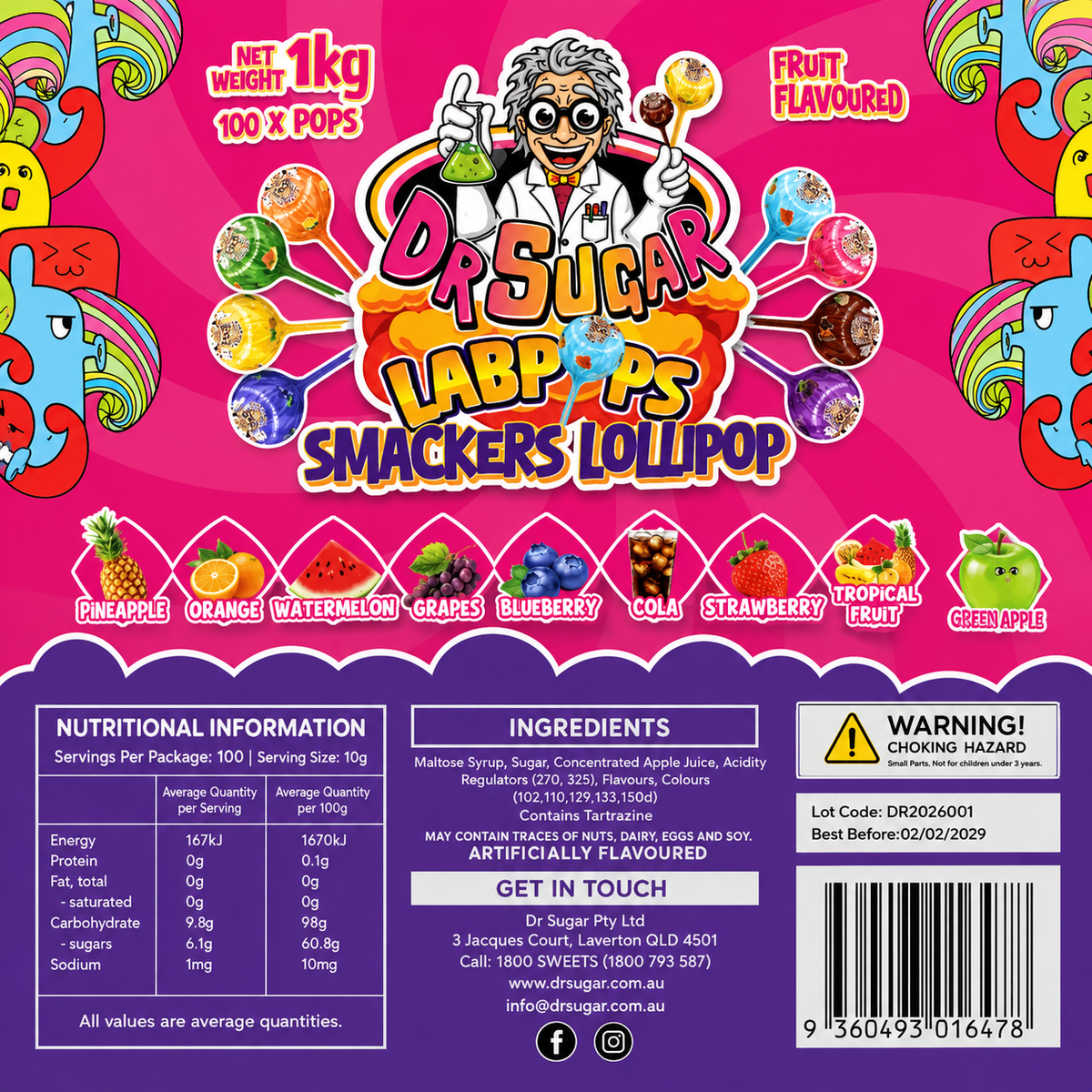 Labpop Lollipops - 8 Flavours (Individually Wrapped)