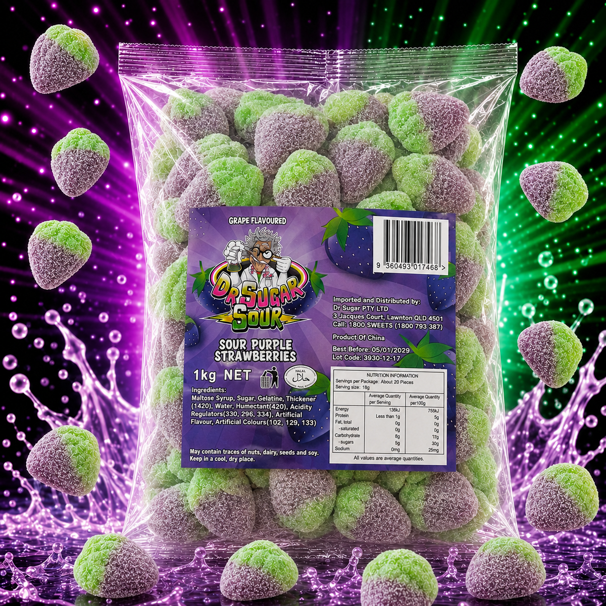 Sour Purple Strawberries Gummies