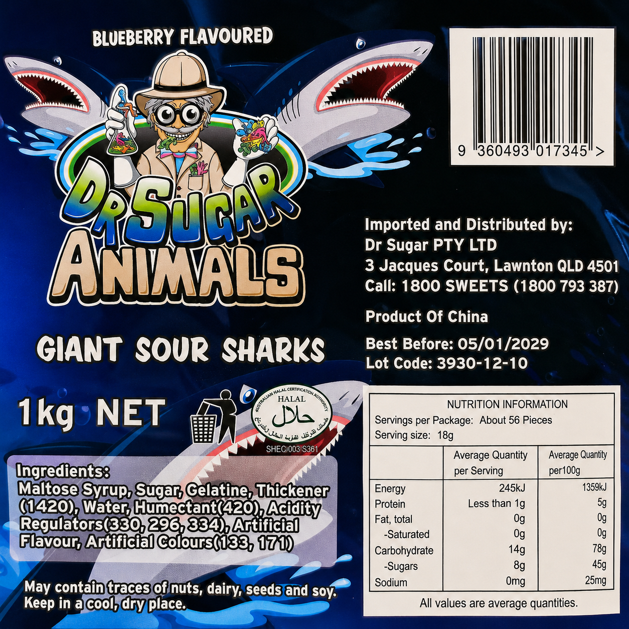 Giant Sour Sharks Gummies