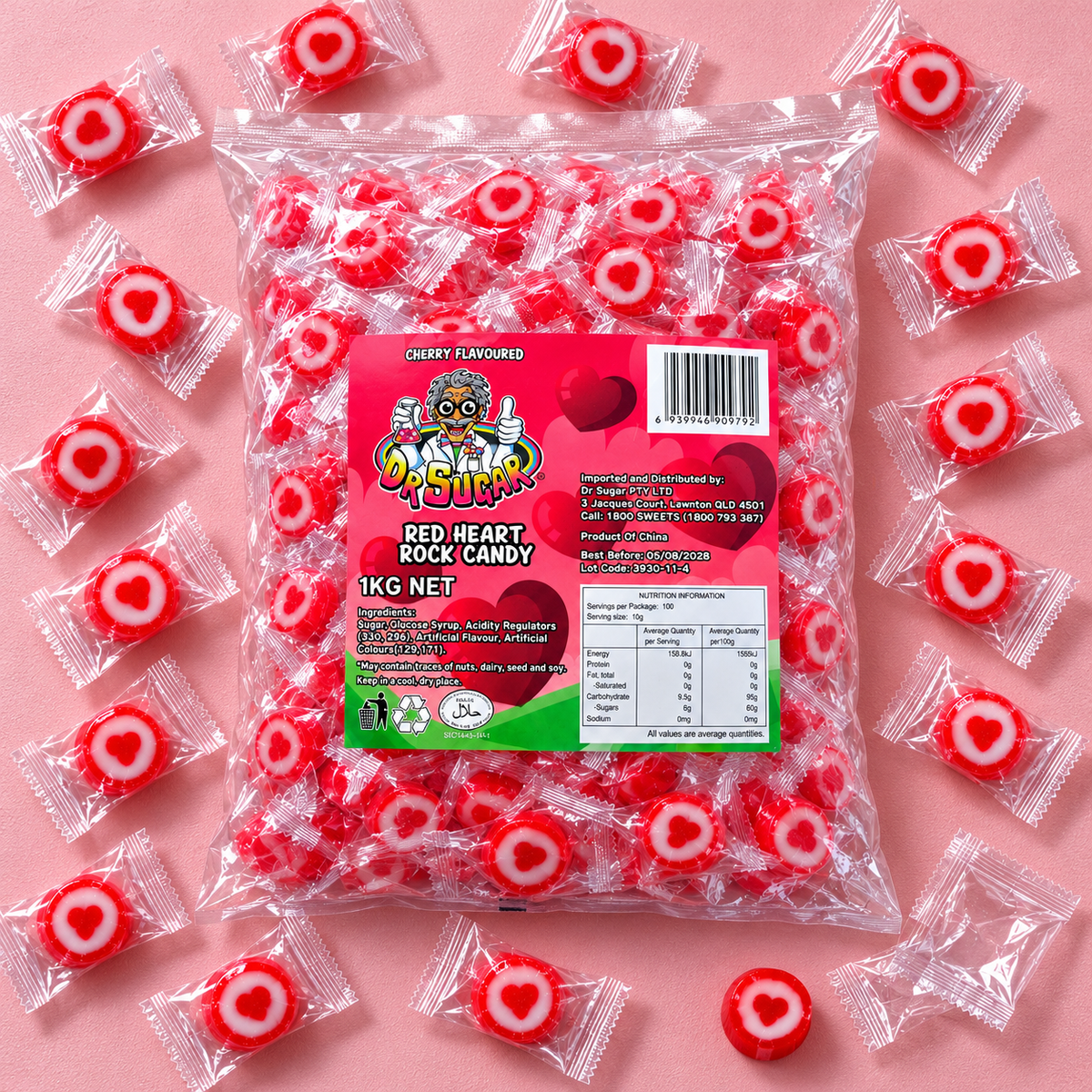 Red Heart Rock Candy (Individually Wrapped)