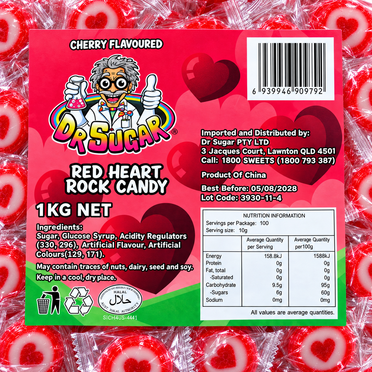 Red Heart Rock Candy (Individually Wrapped)