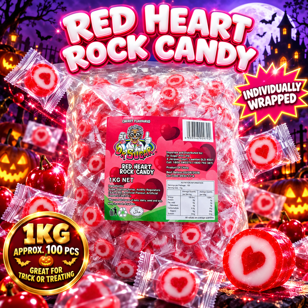 Red Heart Rock Candy (Individually Wrapped)