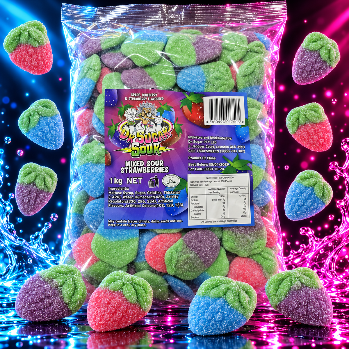 Mixed Sour Strawberries Gummies