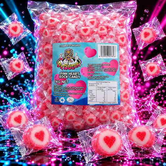 Pink Heart Rock Candy (Individually Wrapped)