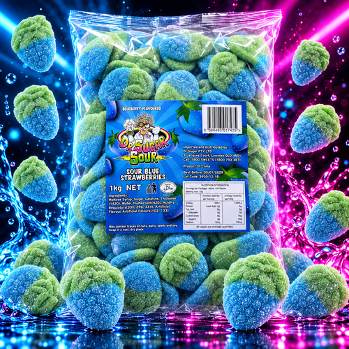 Sour Blue Strawberries Gummies