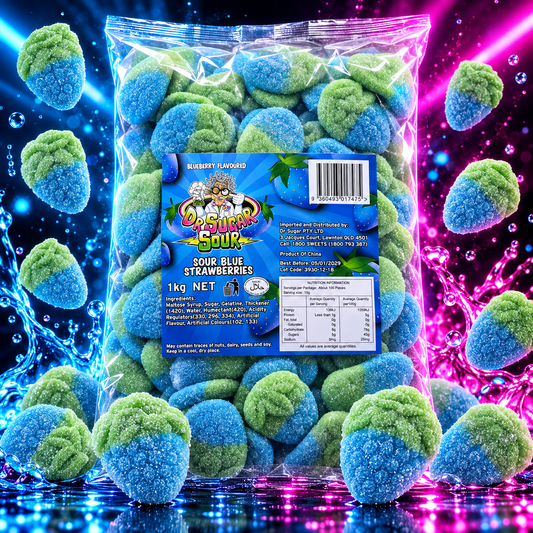 Sour Blue Strawberries Gummies