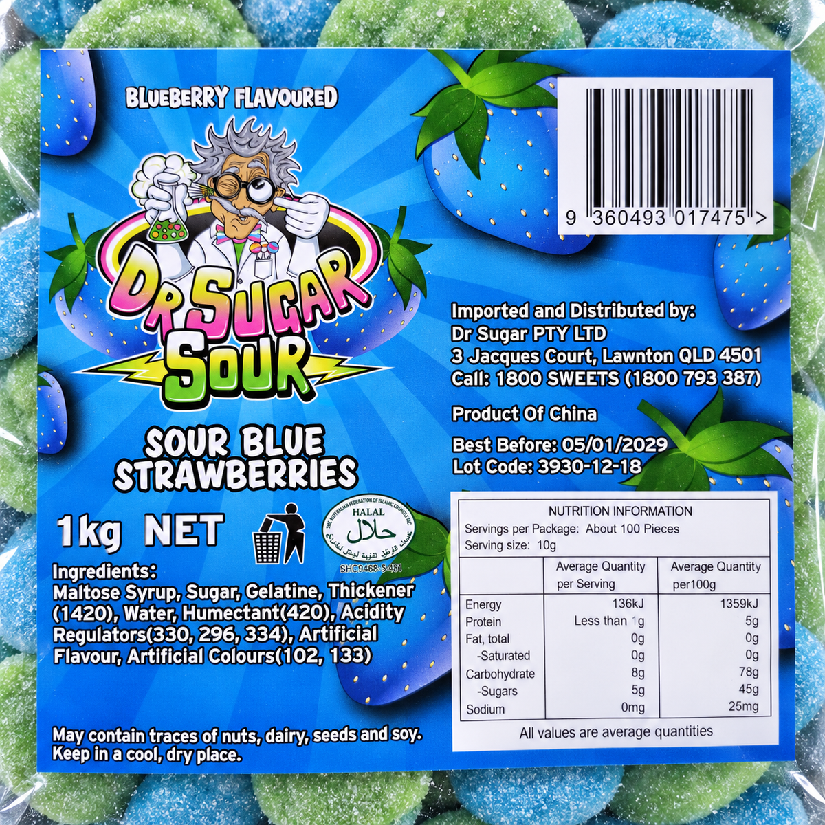Sour Blue Strawberries Gummies