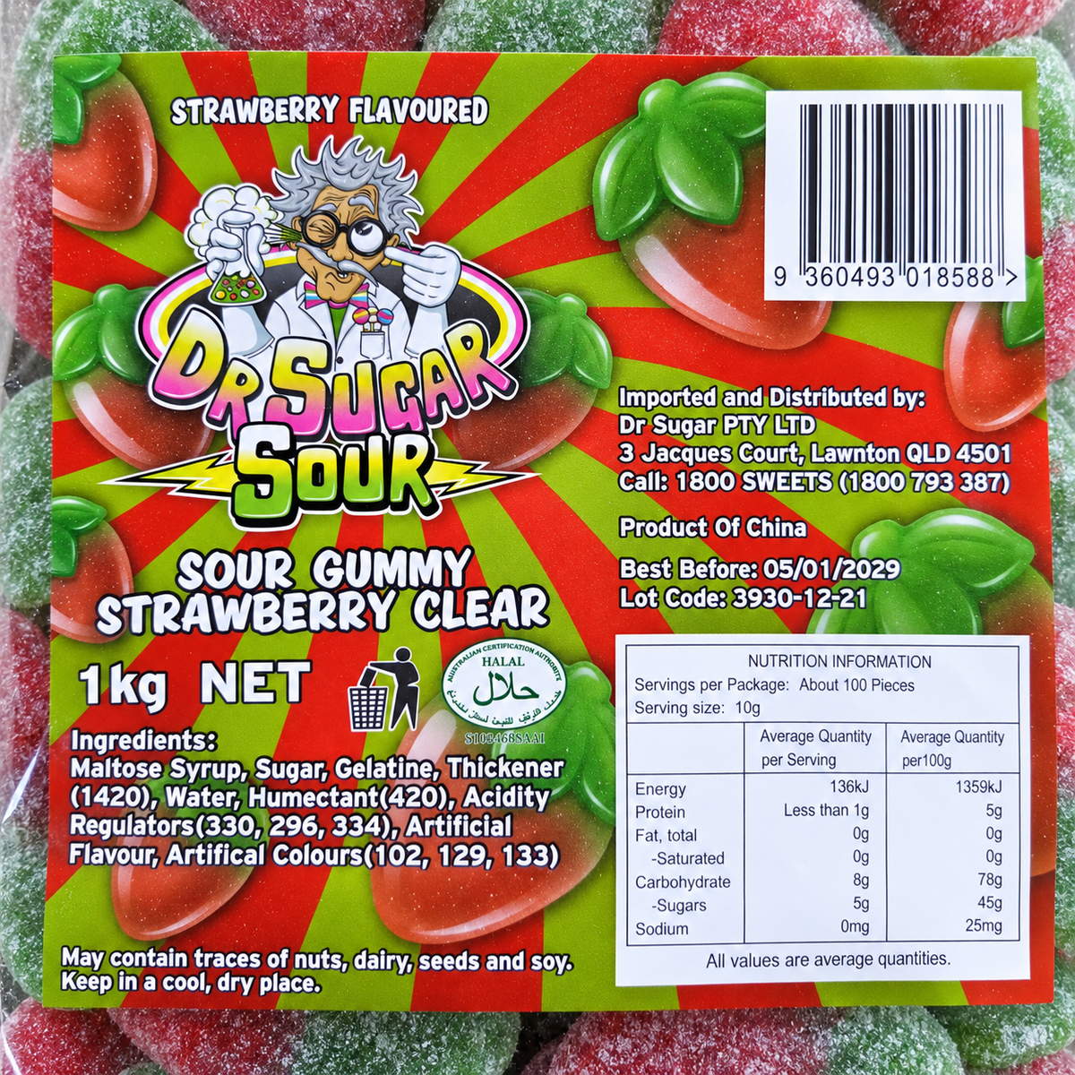 Sour Clear Red Strawberries Gummies