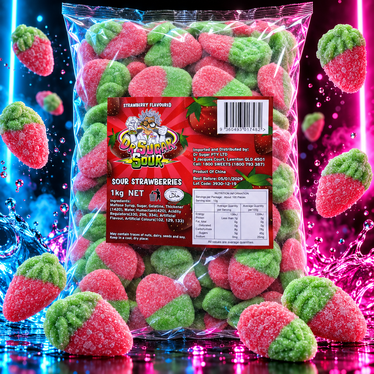 Sour Red Strawberries Gummies