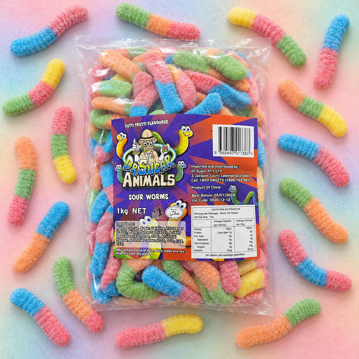 Giant Sour Worms Gummies