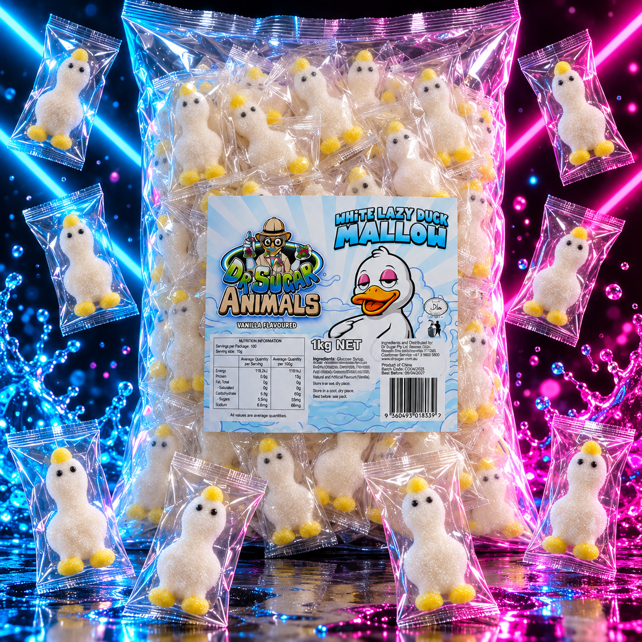 DR SUGAR 1KG White Lazy Duck Marshmallows – 100 Individually Wrapped ...